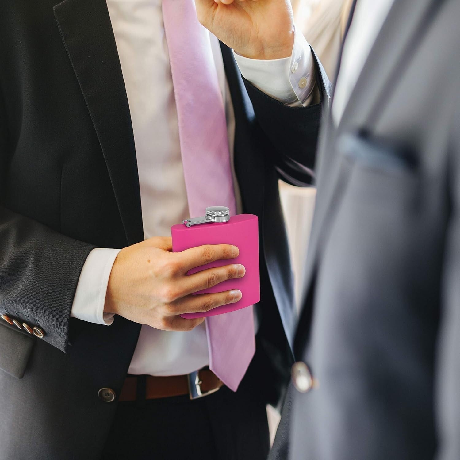 Stylish 6oz Round Pink Stainless Steel Flasks - Perfect for Wedding Parties