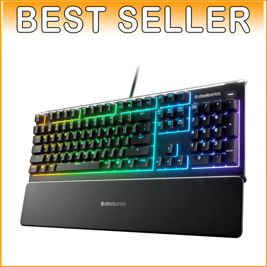Ergonomic Apex 3 RGB Gaming Keyboard – Magnetic Wrist Rest & Multimedia Controls