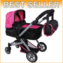 Load image into Gallery viewer, Lightweight Doll Stroller with Foldable Bassinet &amp; Swivel Wheels for Easy Travel