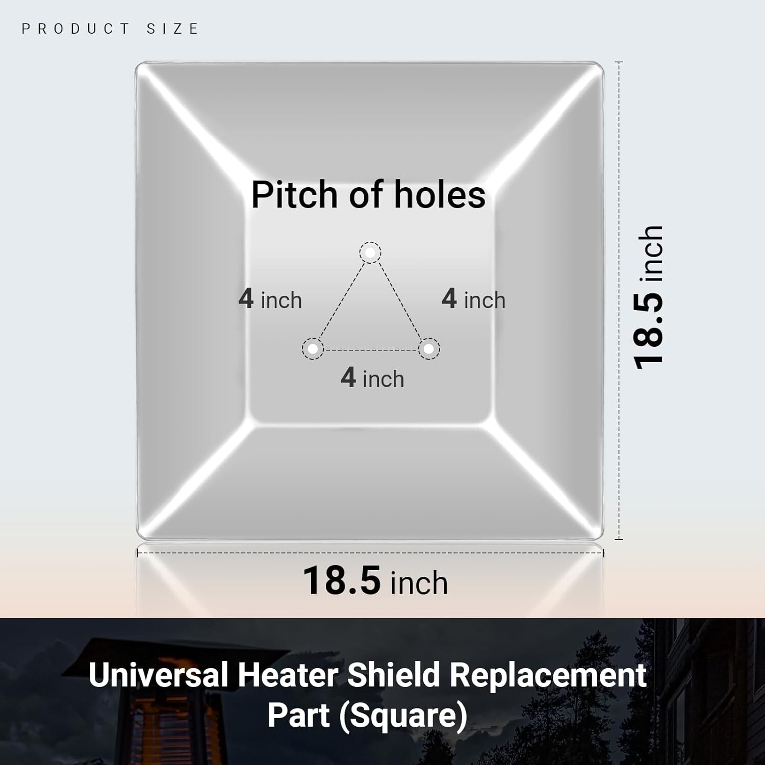 18.5" Square Heat Shield Replacement for Pyramid Gas Patio Heaters - Lightweight