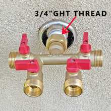 Load image into Gallery viewer, Heavy Weight Brass Hose Splitter – 4 Way Connector for Efficient Garden Watering