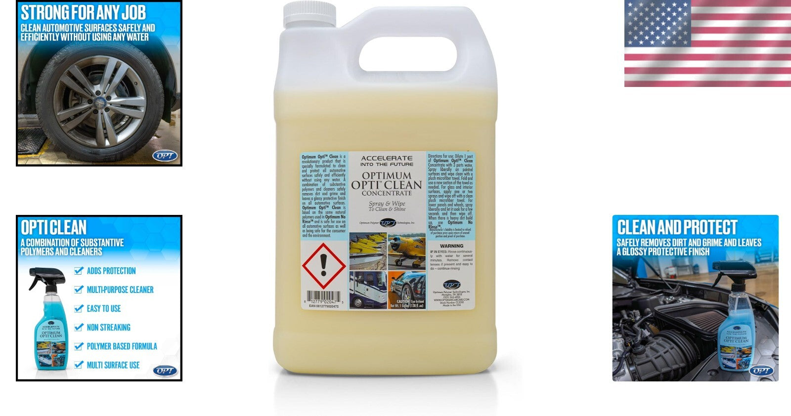 Eco-Friendly 1 Gallon Optimum Waterless Car Wash Spray - Clean & Protect in One