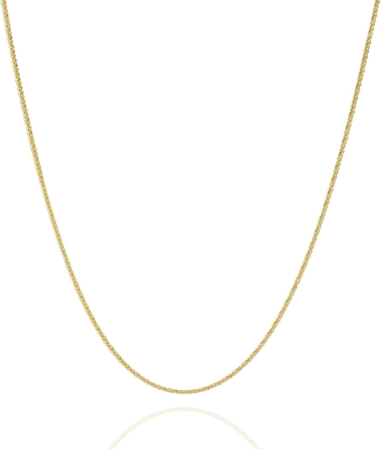 Stylish 14K Solid Yellow Gold Filled Wheat Chain Necklace – Perfect Gift