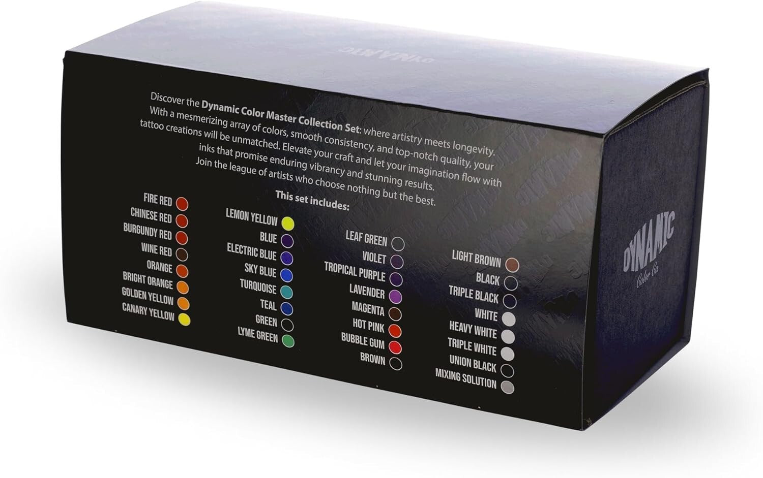 Dynamic 1oz Tattoo Ink Set of 30 Professional-Grade Colors for Tattoo Artists