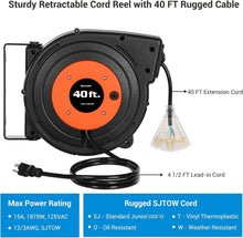 Load image into Gallery viewer, Versatile Wall Mount 40 FT Extension Cord Reel - Automatic and Weather Resistant