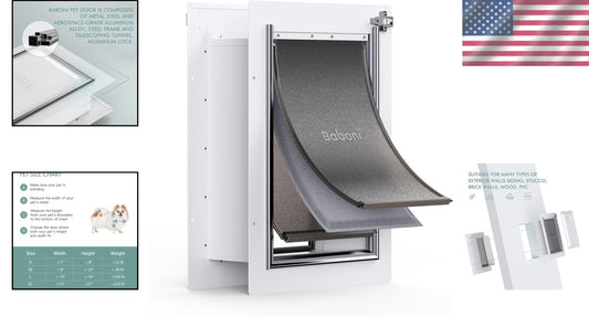 Sturdy 3-Flap Dog and Cat Door with Magnetic Closure - Ideal for Medium Breeds