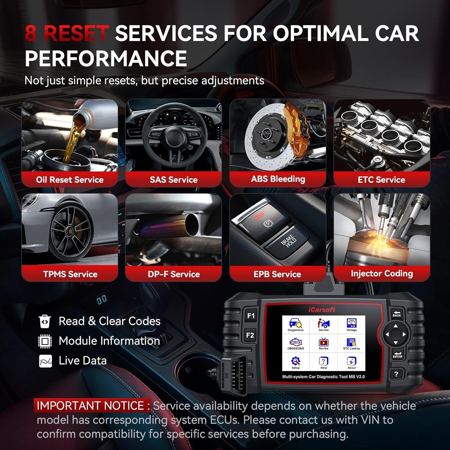 Full System Diagnostic Tool for Mercedes Benz - Live Data & 9 Reset Functions
