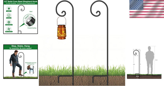 Elegant Black Heavy Duty Shepherd Hooks - 65 Inch Perfect for Outdoor Decor