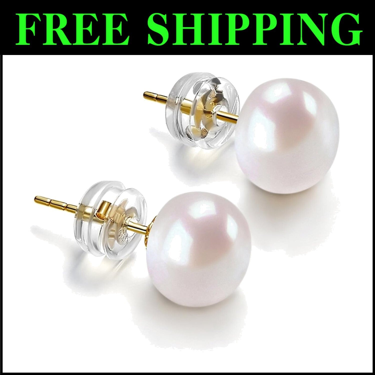 Elegant 14K Yellow Gold Pearl Stud Earrings - Handpicked Freshwater Perfection