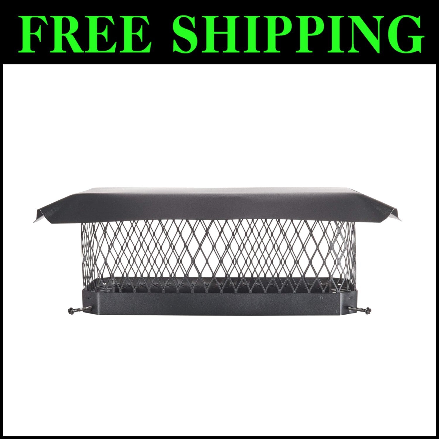 Black Galvanized Steel Chimney Cap 9" x 18" - Enhanced Draft & Weather Defense