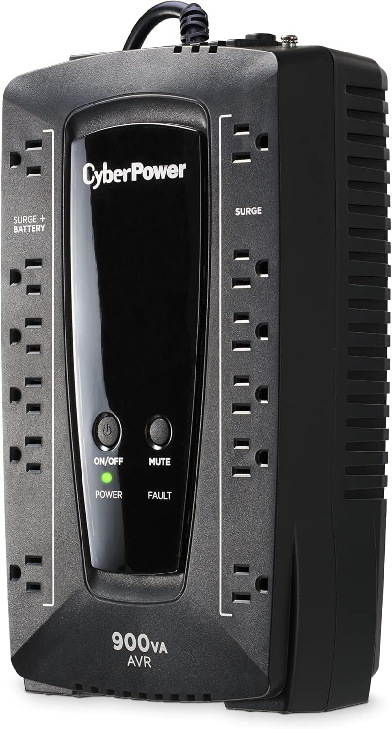 Compact 900VA UPS with 12 Outlets - Reliable Backup & Surge Protection System