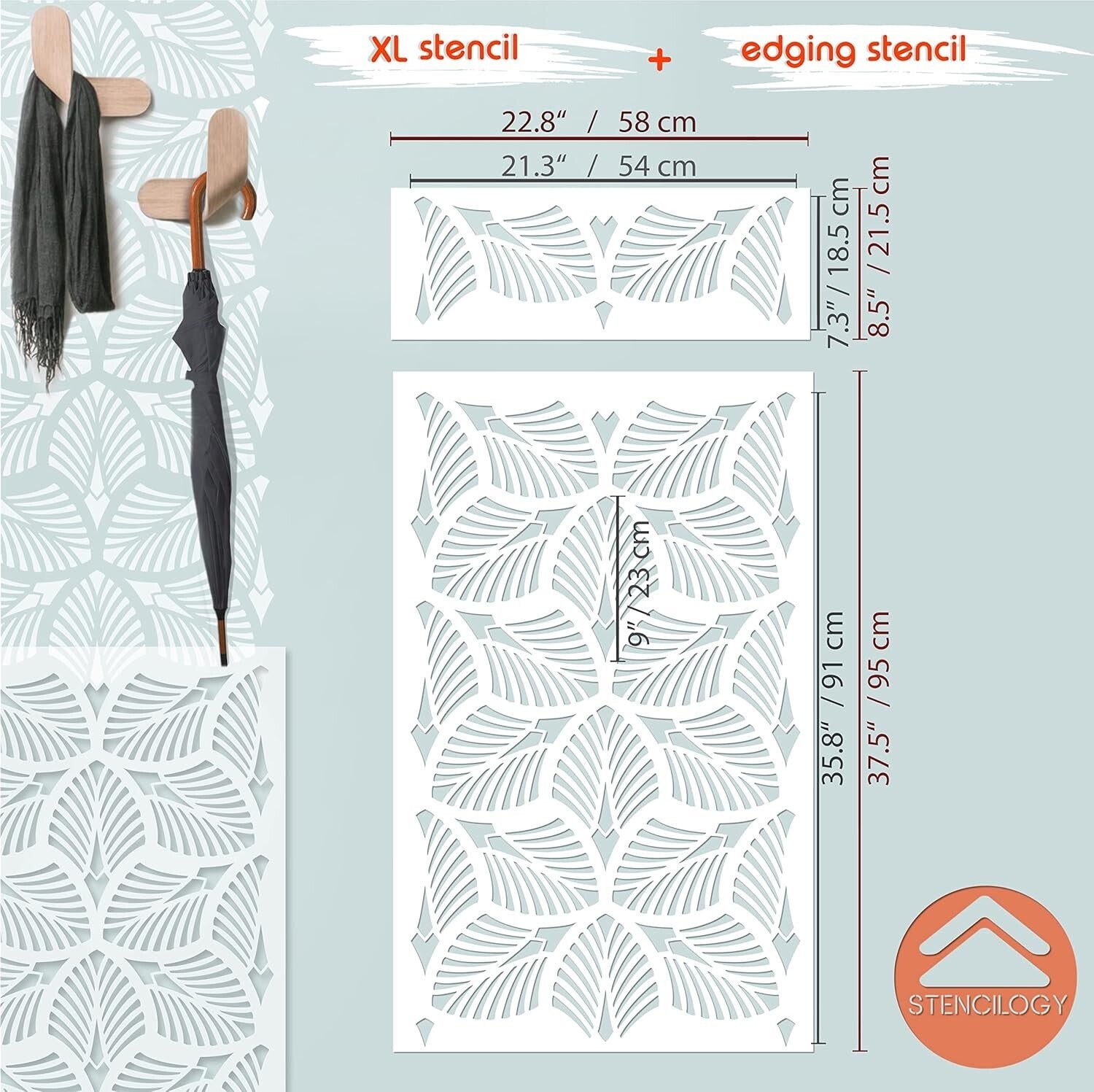 Durable 23" x 38" Palm Leaf Stencil for Quick and Stylish Wall Painting