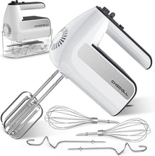 Load image into Gallery viewer, Turbo Boost Electric Hand Mixer - 5-Speed with 2 Beaters, 2 Dough Hooks - White