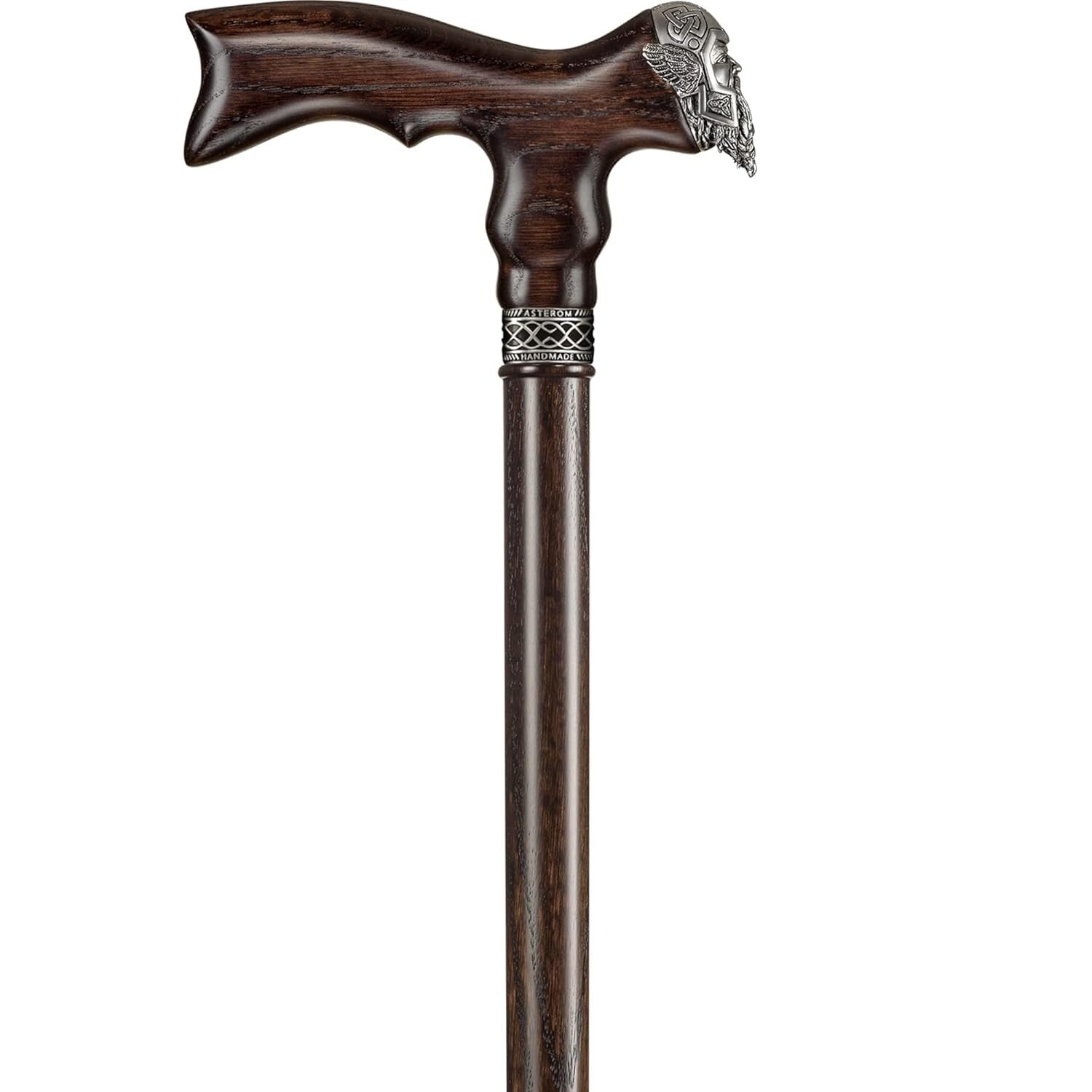 Elegant Walnut Wood Viking Cane - Custom Length with Interchangeable Tip