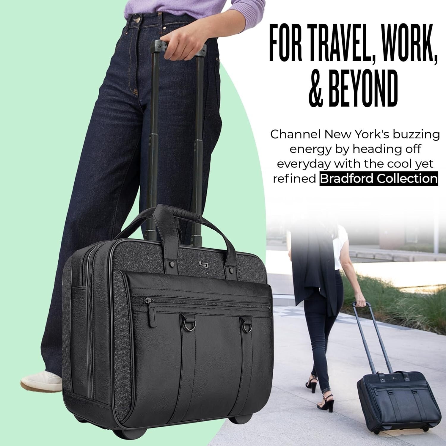 Stylish Rolling Laptop Case with Push-Button Handle - Perfect for Work & Travel