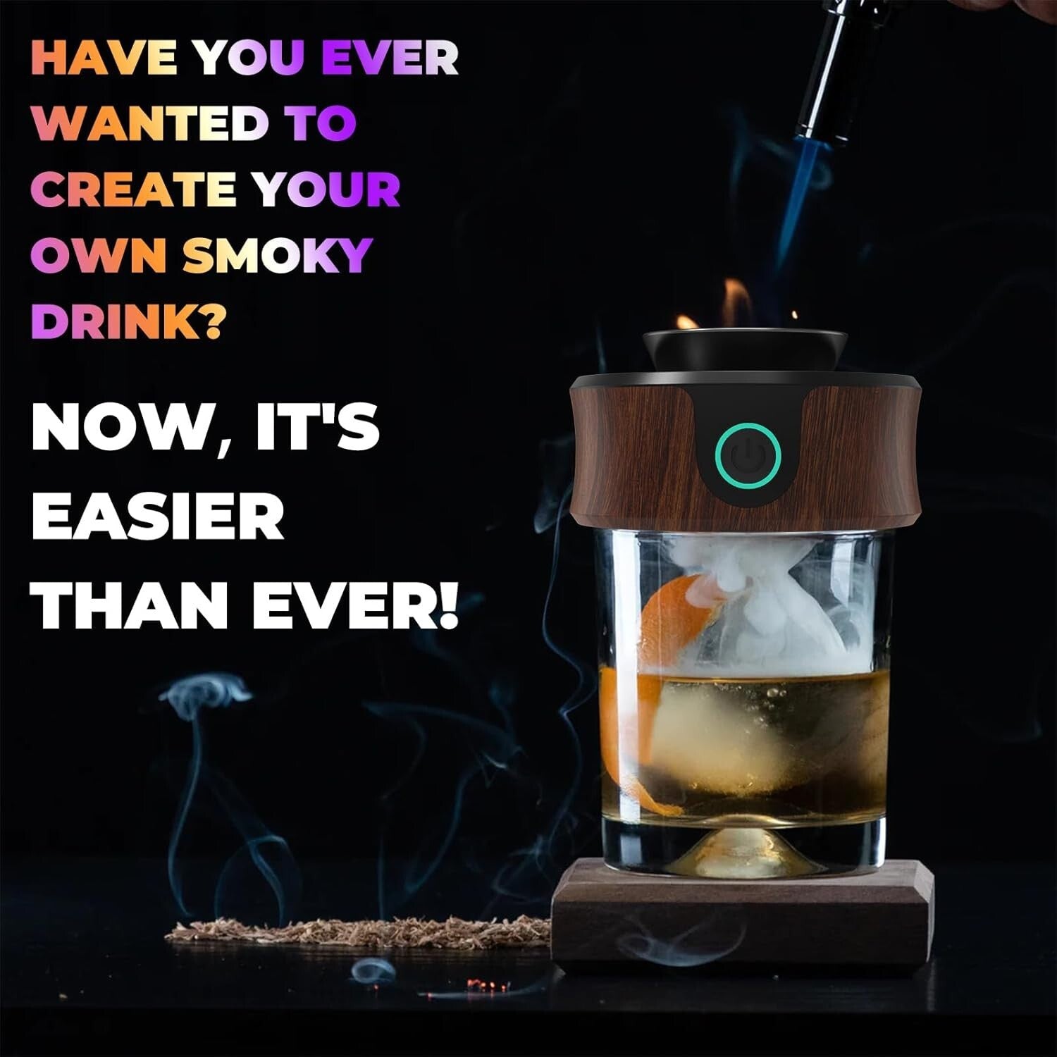 Electric Cocktail Smoker Kit with Torch - Elevate Whiskey & Bourbon Flavors