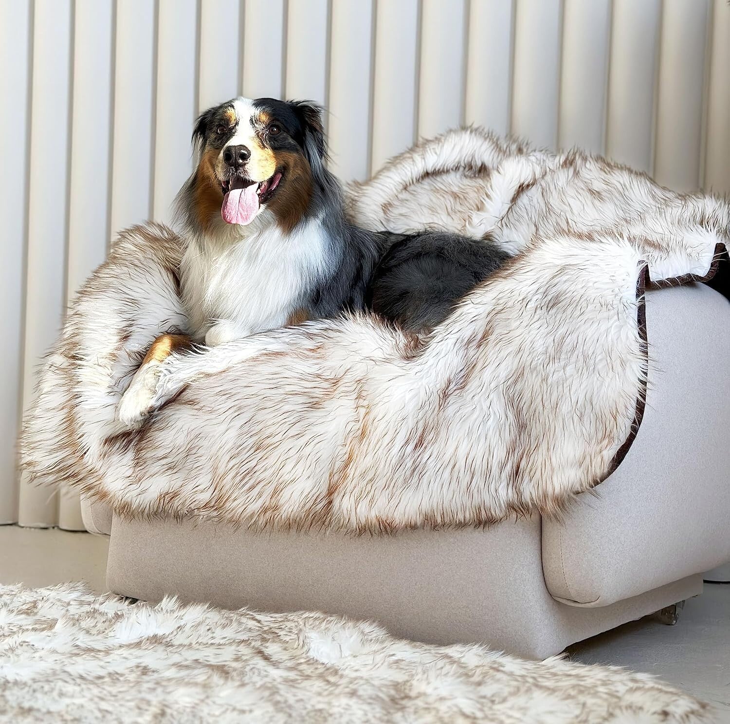 Versatile 80” x 60” Waterproof Pet Blanket - Machine Washable Faux Fur Cover