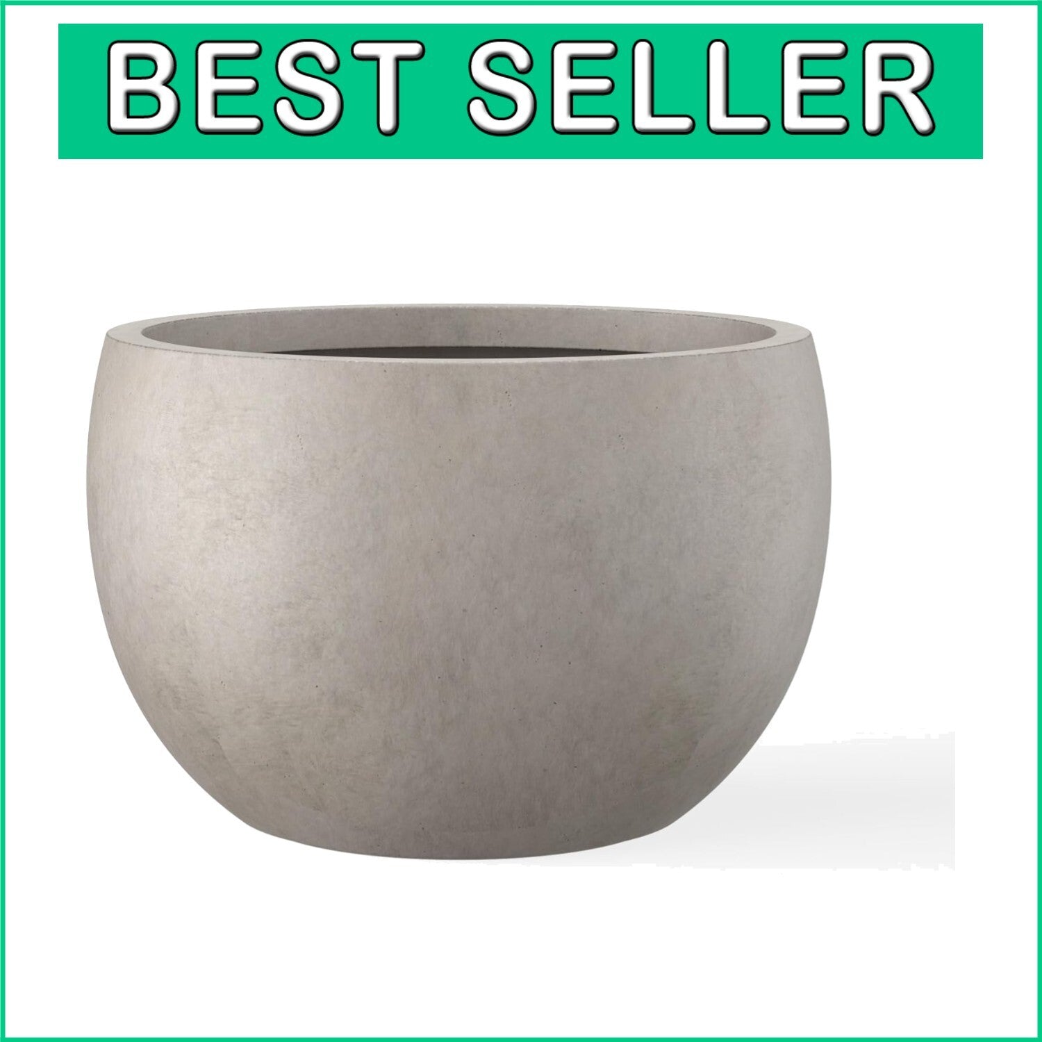 19.9" Weathered Concrete Planter with Drainage - Stylish Indoor/Outdoor Bowl Pot