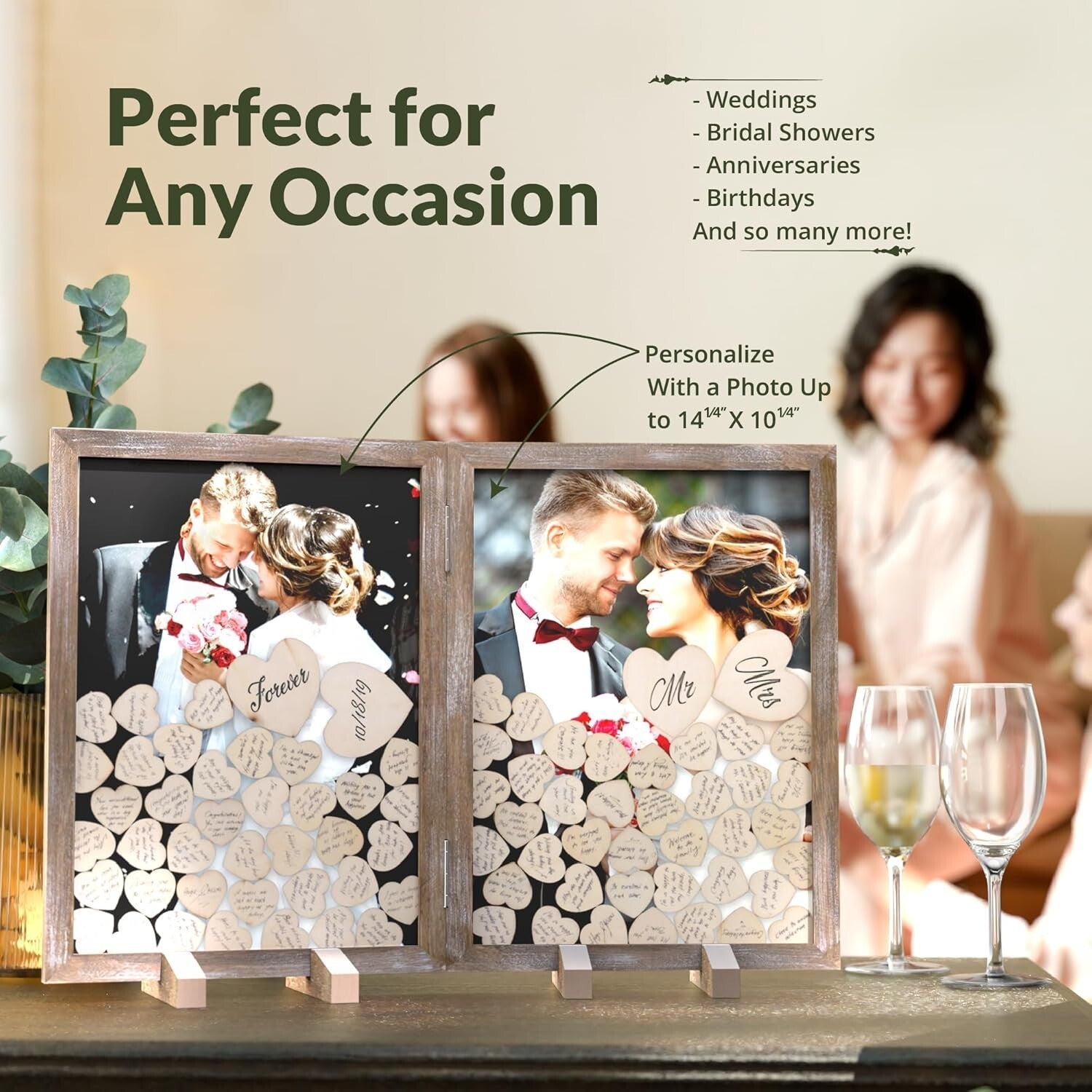 Customizable Rustic Heart Drop Box Guest Book for Wedding Receptions - 17x13in