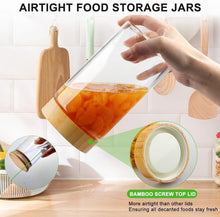 Load image into Gallery viewer, Wide Mouth Airtight Glass Jars with Bamboo Lids - 5 Sizes for Kitchen Pantry