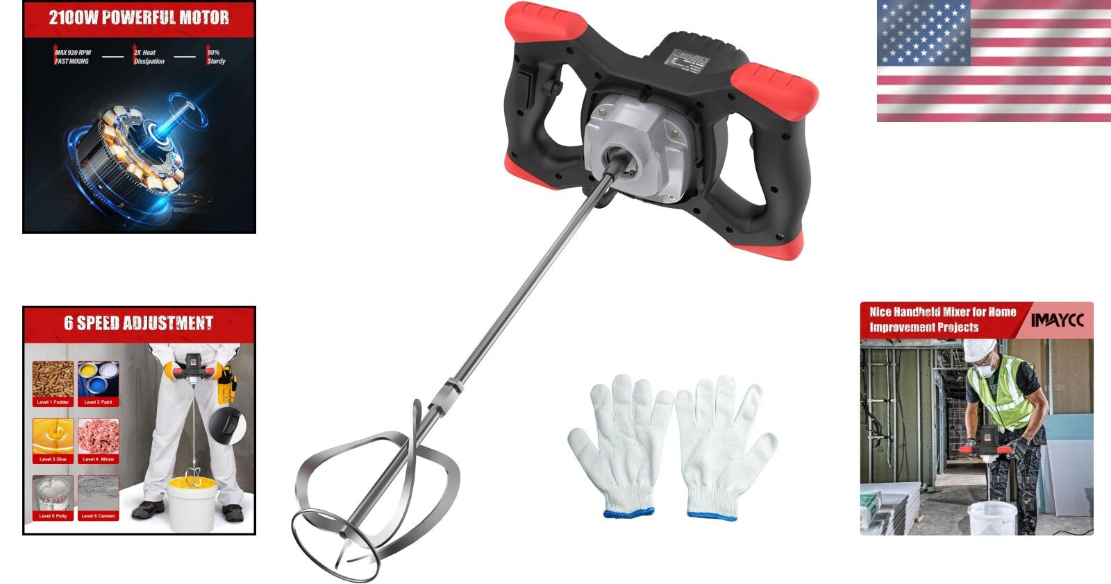 Versatile Cement Mixer with 6 Speed Settings for Efficient Material Mixing