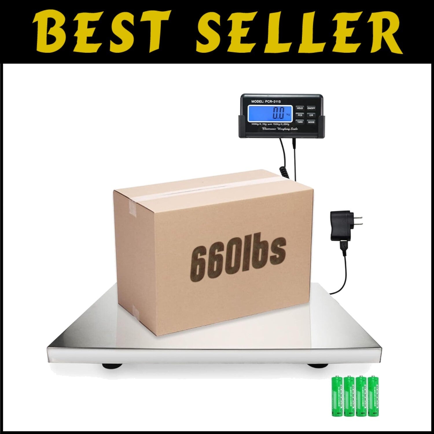 Heavy-Duty Digital Shipping Scale - 660lbs x 0.2oz with Precision Tare Function
