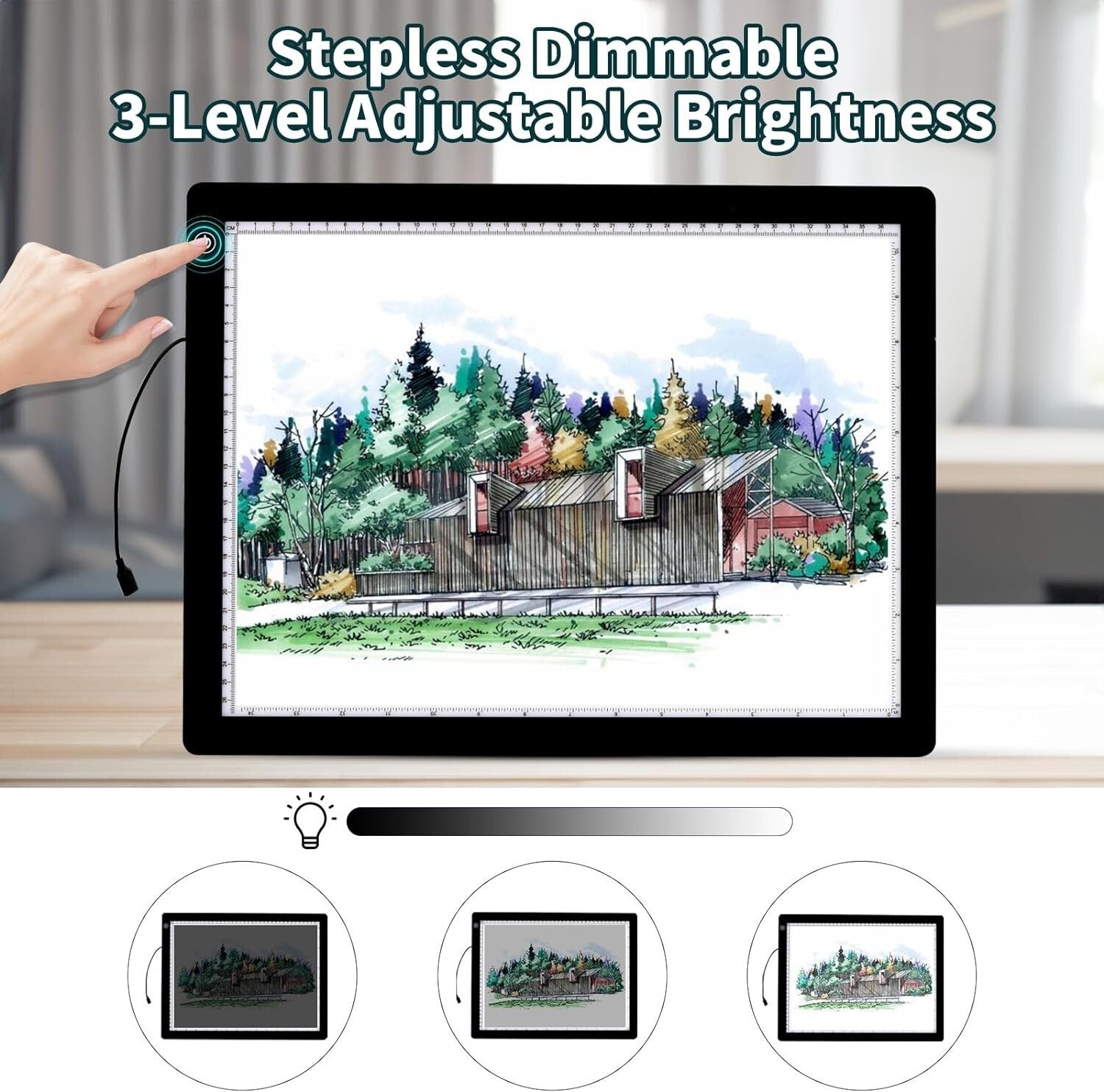 Multi-Functional A4 Dimmable Light Board for Crafting & Drawing - 0.2'' Thick