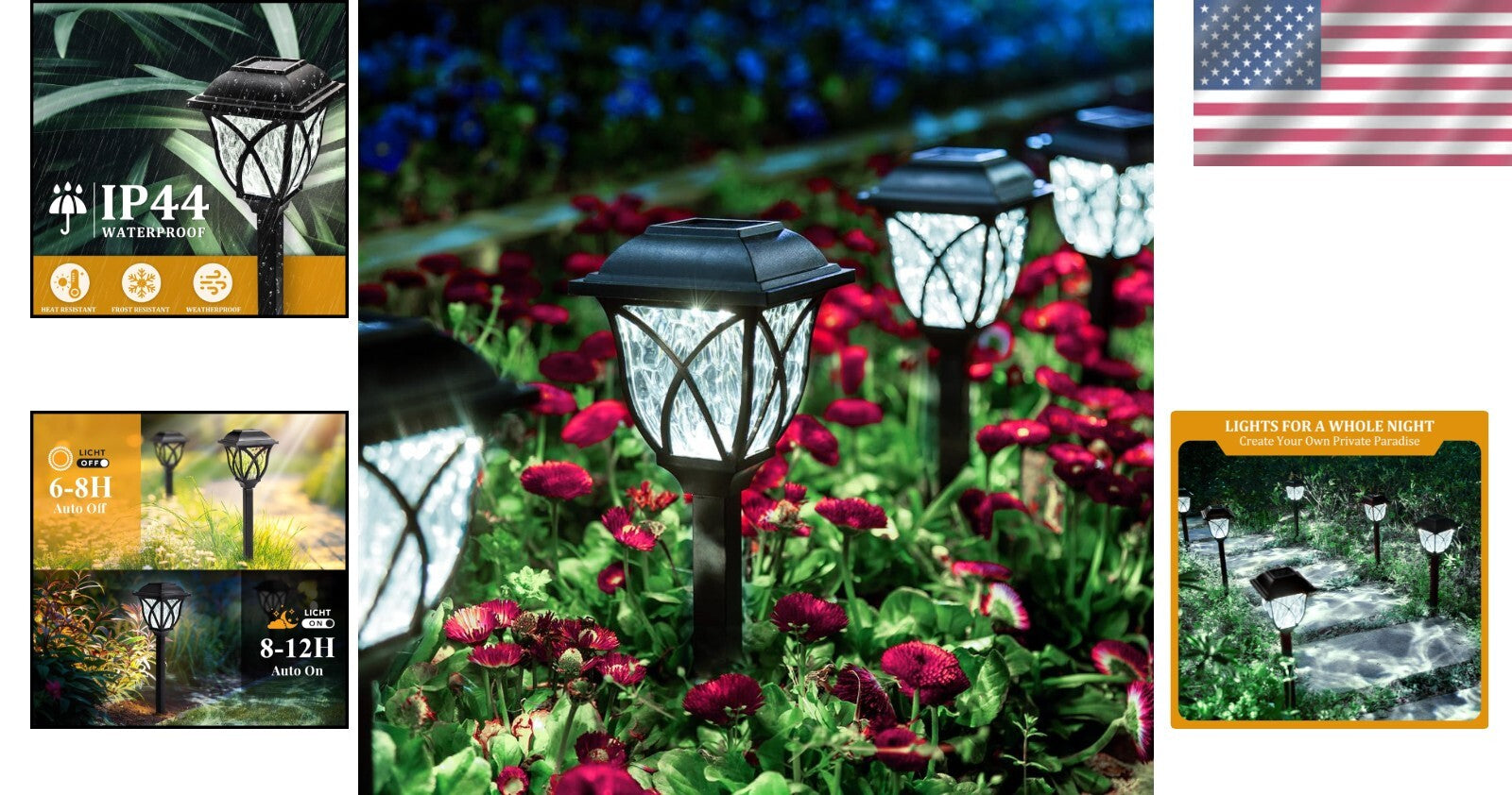 Eco-Friendly Solar Garden Lights - Weather-Resistant 8-Pack for Pathway Decor