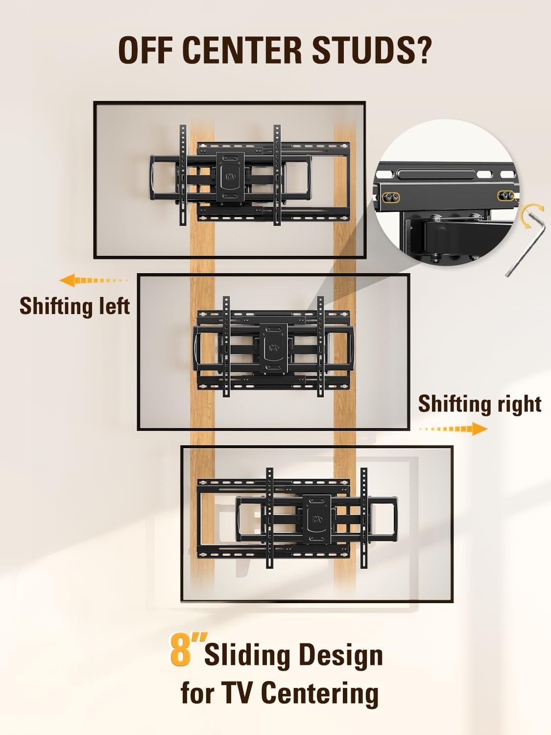 Durable TV Wall Mount for 42-86" TVs - Easy Install, Centering & Glare Reduction