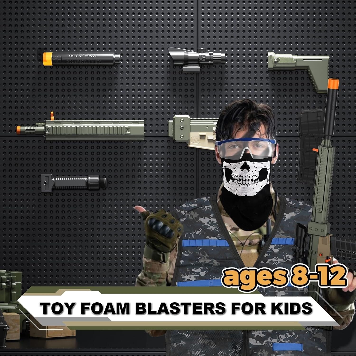 Rechargeable Electric Sniper Toy Gun Set - Tactical Vest, Darts & Clips Included