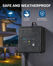 Load image into Gallery viewer, Weatherproof 60W Landscape Lighting Transformer with Automatic Timer for Safety