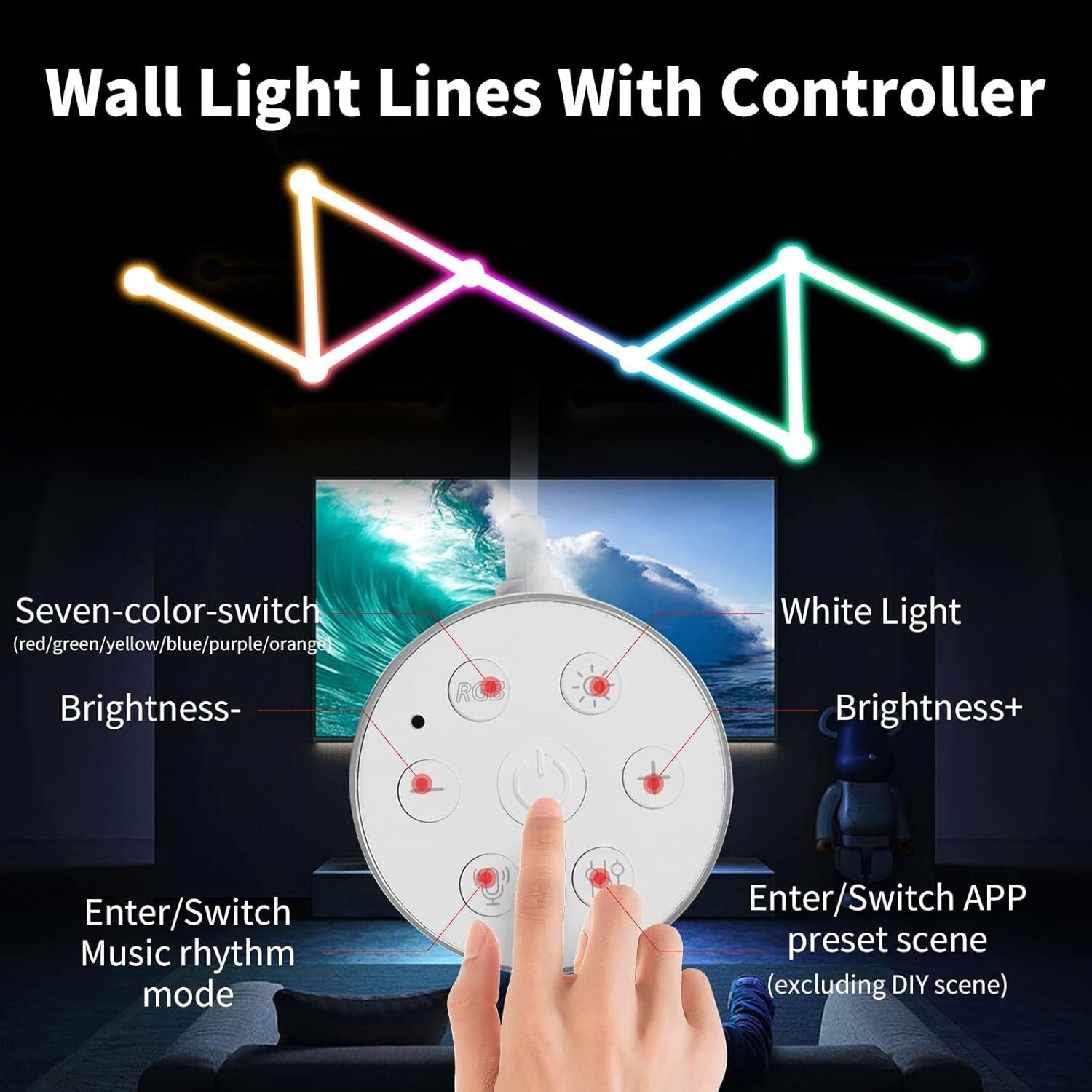 Dimmable RGB LED Wall Light Bars Kit - Voice Control & Adjustable Mood Lighting