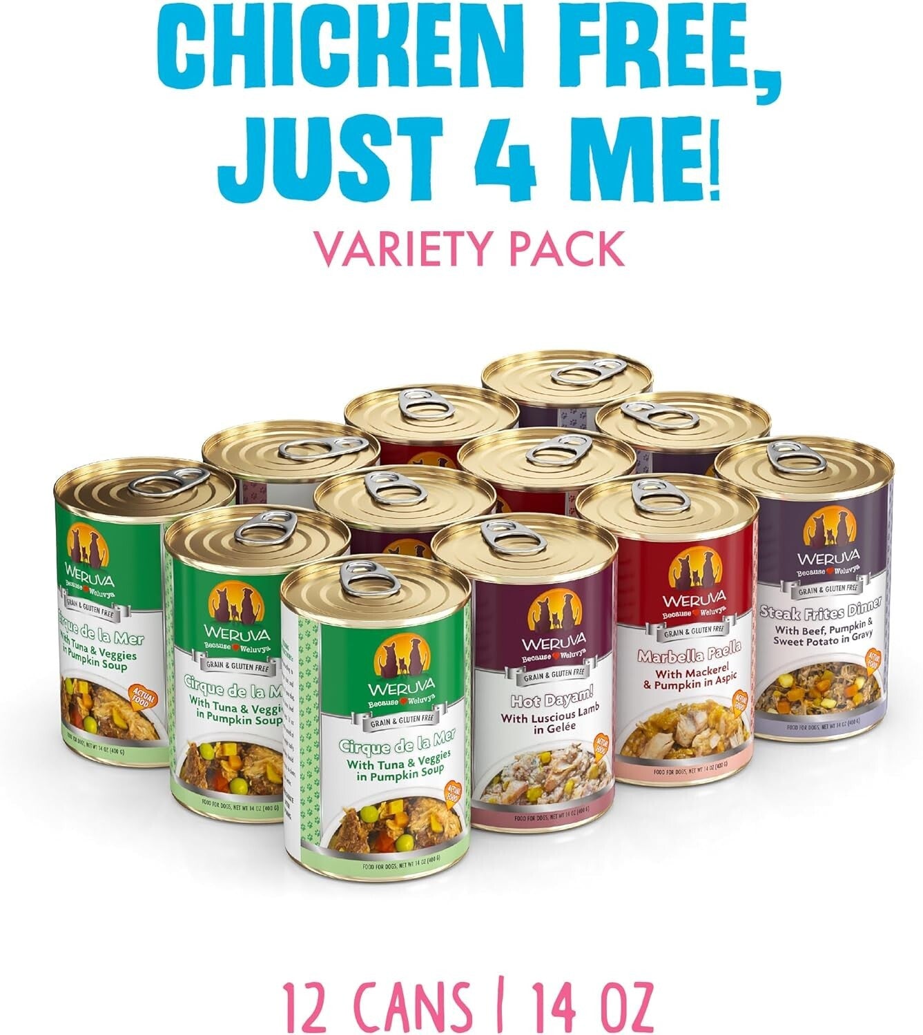 Sustainably Sourced Chicken Free Dog Food Variety Pack - 14oz Cans, 12 Count