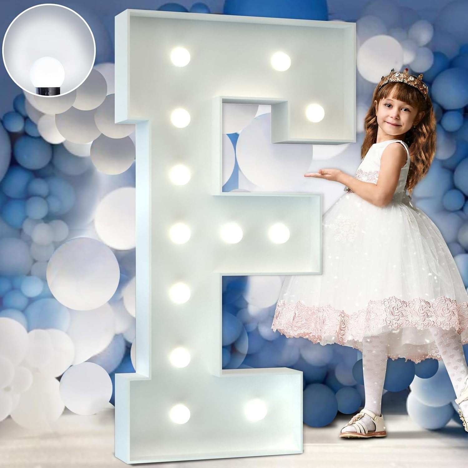 Modern 4FT Foam Marquee Letter F with Cool White Light – Ideal for Celebrations