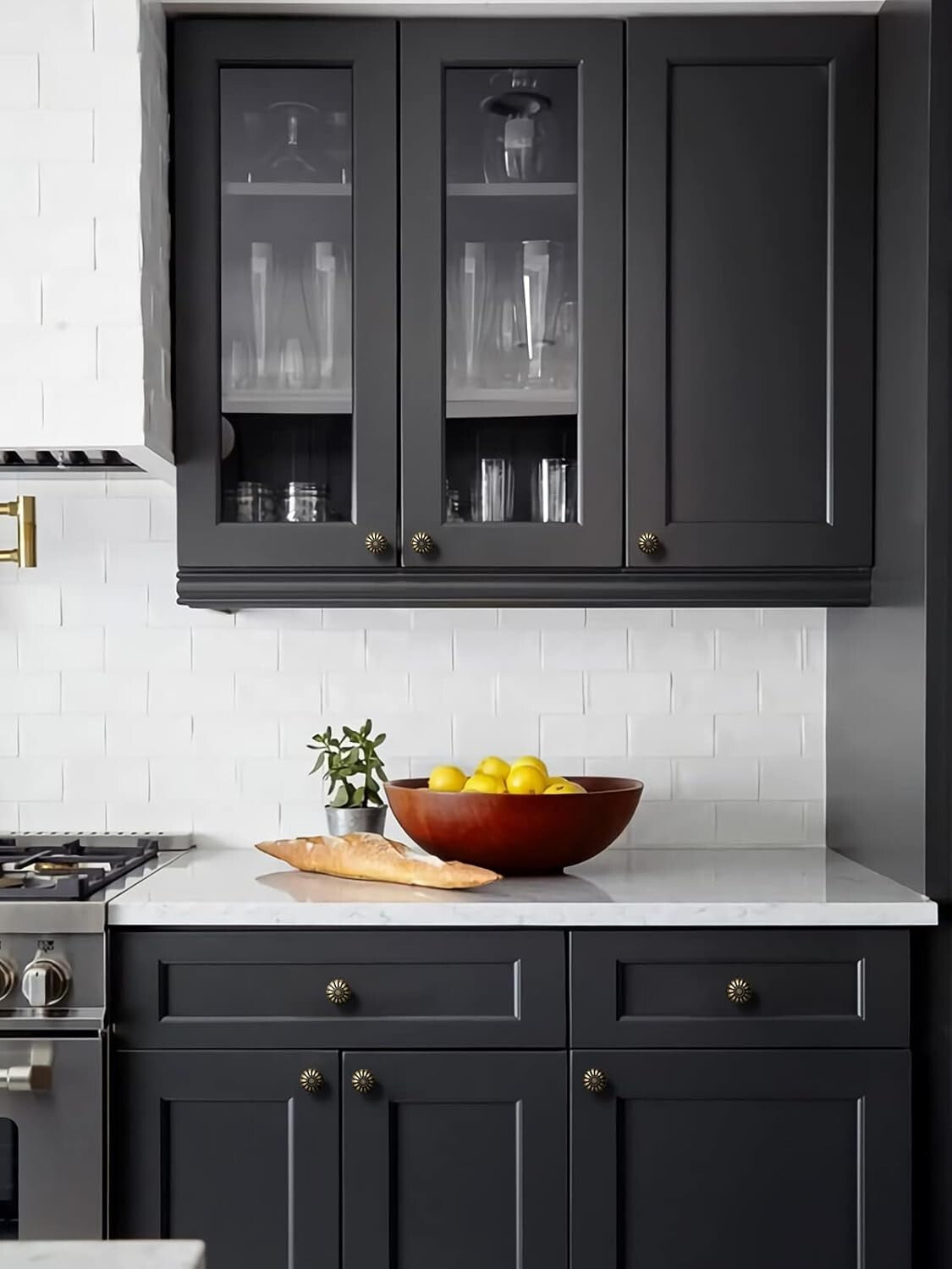 Stylish Antique Brass 10 Piece Knob Set for Cabinets & Drawers - Retro Design