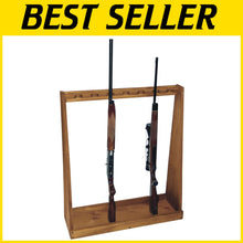 Load image into Gallery viewer, Sturdy Wooden 7-Gun Display Rack with Natural Finish - Perfect for Indoor Use