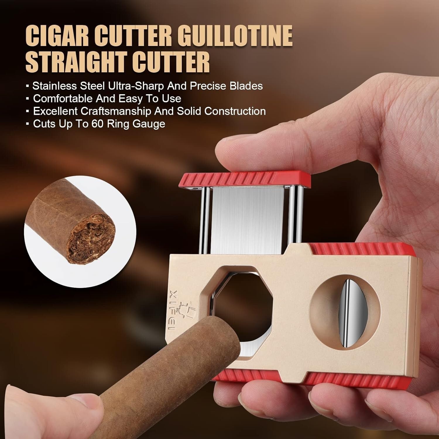 Ergonomic Cigar Cutter & Punch - Precision V-Cut & Straight Cut for Collectors