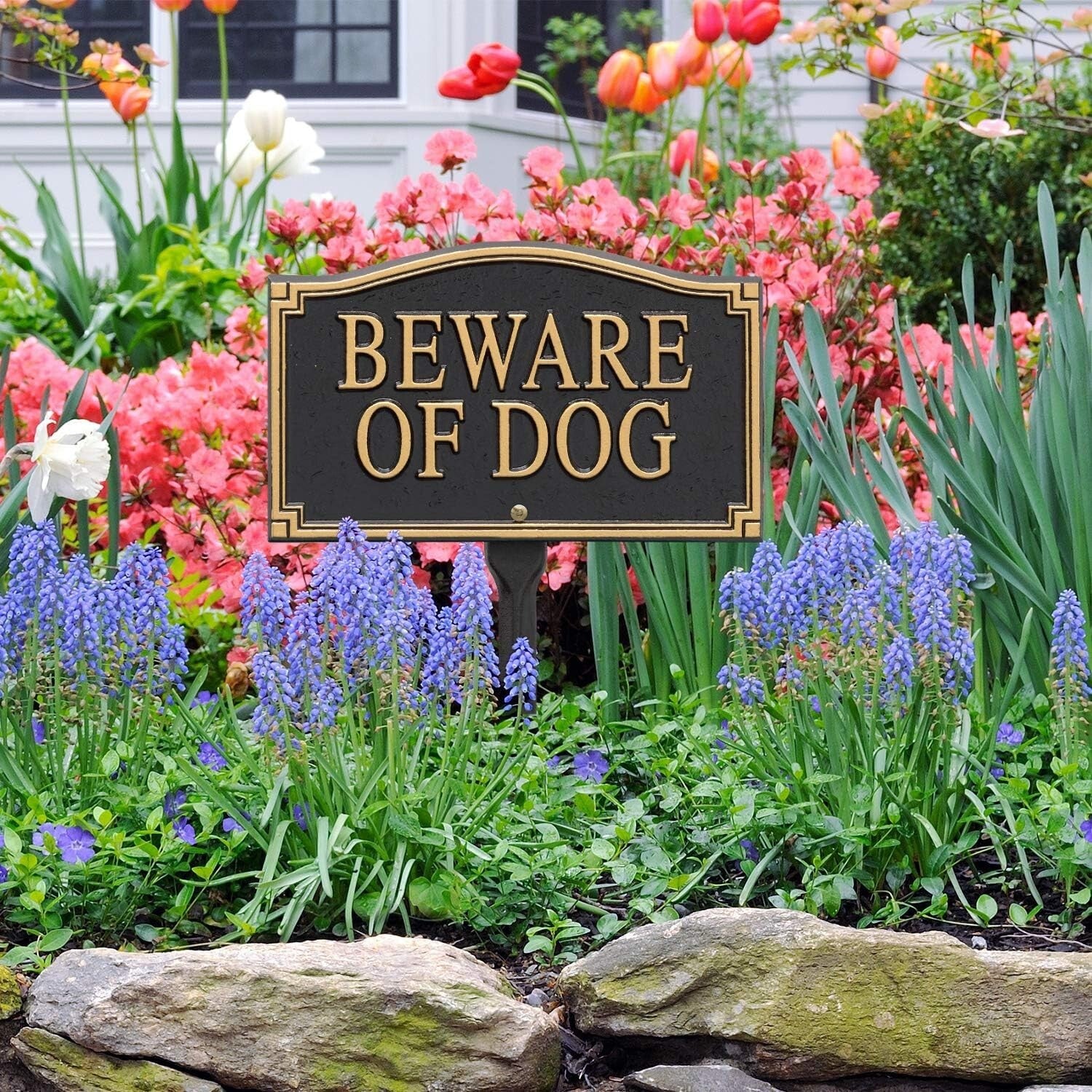 Durable 'Beware of Dog' Warning Marker - Cast Aluminum with Alumi-shield Coating