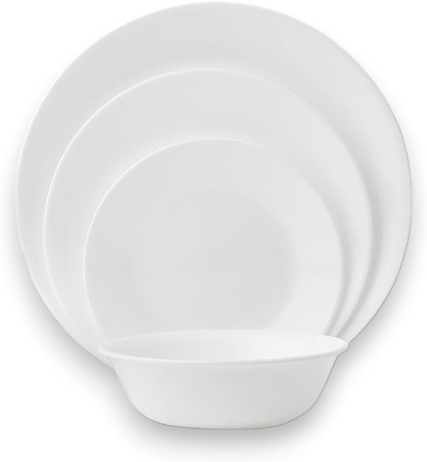 Elegant 18-Piece Winter Frost White Dinnerware Set, Lightweight & Chip Resistant