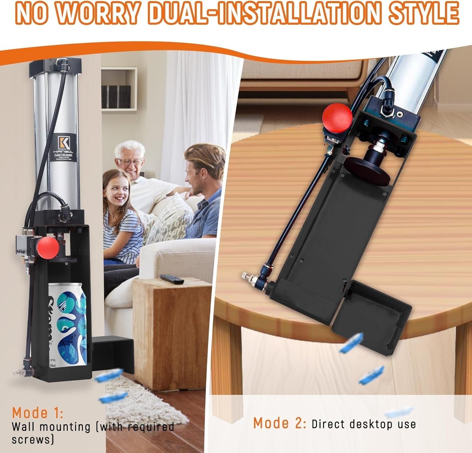 Automatic Aluminum Can Crusher for 12oz-24oz - Space Saving Wall-Mounted Gift