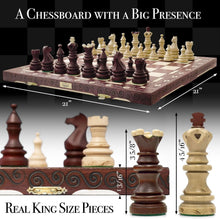 Load image into Gallery viewer, Exquisite 21-Inch Beech and Birch Wood Chess Set - Perfect Gift for Enthusiasts
