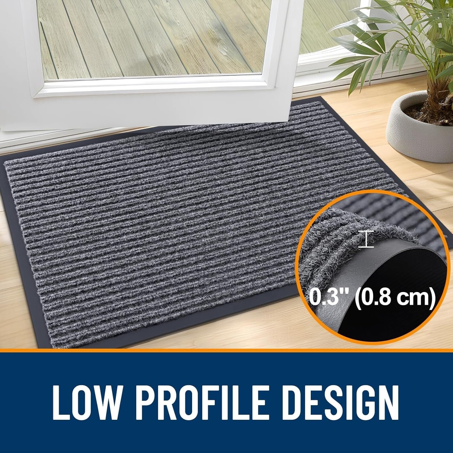 Waterproof Heavy Duty Doormat with Stripe Pattern - Easy Clean & Fade Resistant