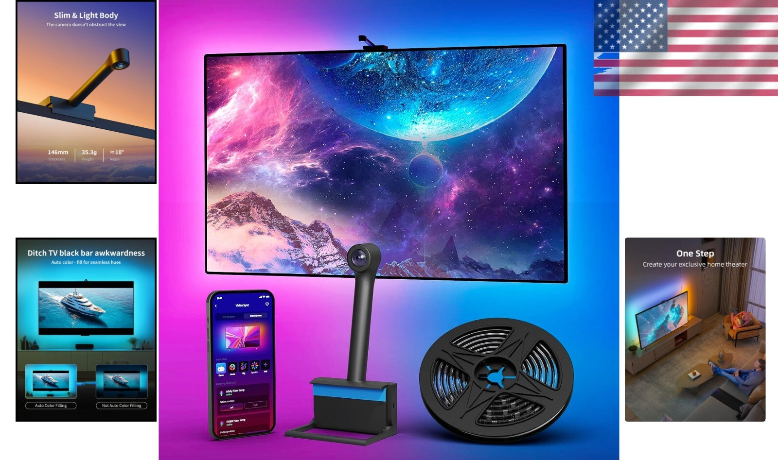 75-85” Smart TV LED Backlight with Camera - Immersive Color Sync & Voice Control