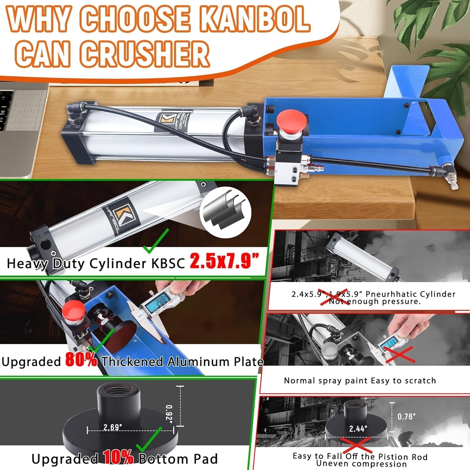 Pneumatic Aluminum Can Crusher: Automatic Ejection & Heavy-Duty Design in Blue