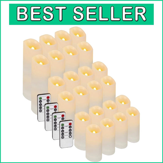 Flickering 24-Pc LED Candles with Remote & Timer for Indoor/Outdoor Elegance