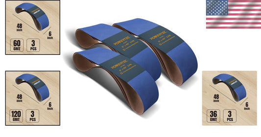 High-Performance 6 x 48 Inch Zirconia Sanding Belts - Cost-Effective 9PK Set
