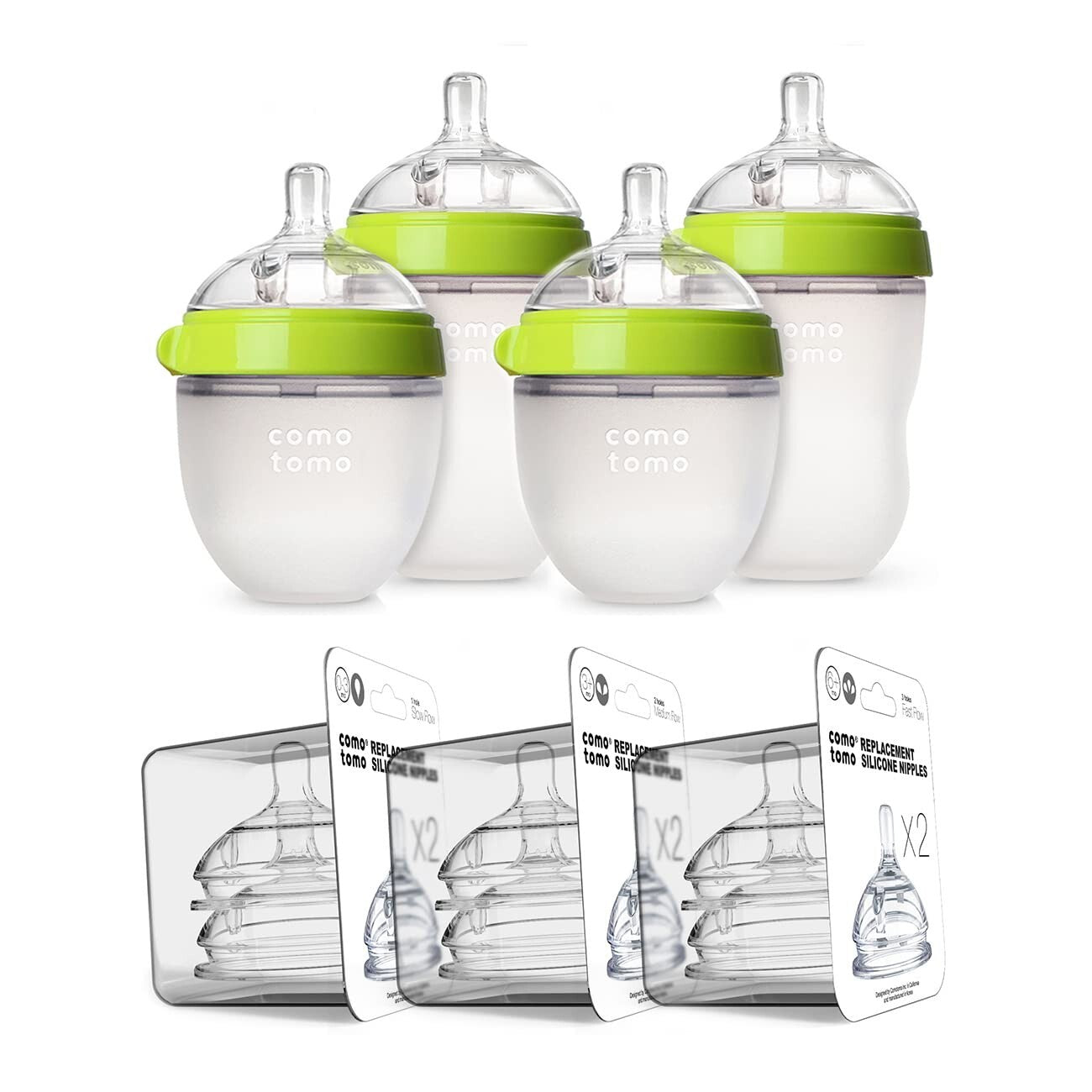 Eco-Friendly Silicone Baby Bottle Set - 7 Pieces, Colic Prevention & Easy Clean
