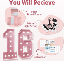 Load image into Gallery viewer, Personalized Rose Gold Marquee Number 16: Tabletop Decoration for Birthdays