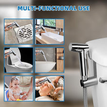 Load image into Gallery viewer, Modern Handheld Bidet Attachment - Easy Install Chrome Faucet Hose with Adapters