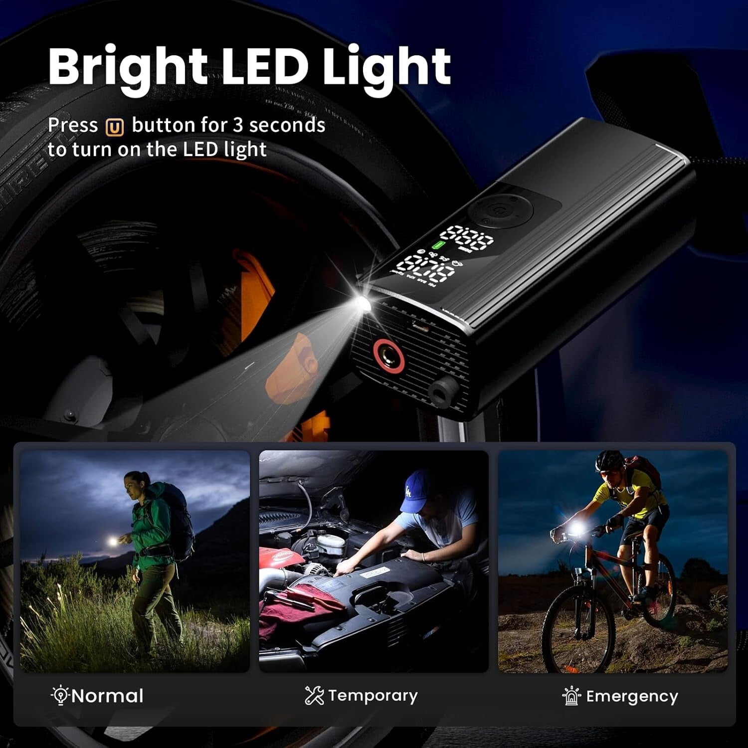 Compact 150 PSI Tire Inflator with Auto Shut-Off - Perfect for Car & Motorcycle